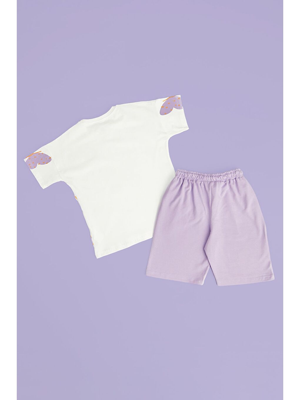 Lila Kelebek Baskılı Kız Çocuk 2 Li Takım-1