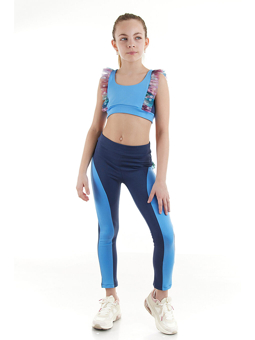 İndigo Hilda Fırfırlı Tayt Atlet Takım-1