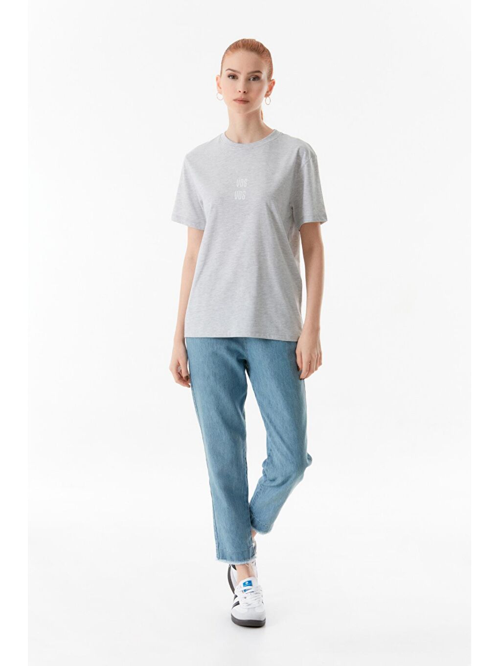 Gri Baskılı Bisiklet Yaka Tişört-1