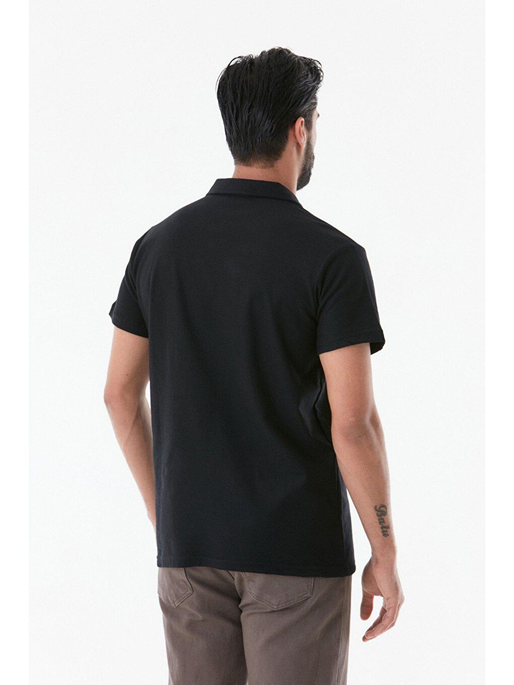 Siyah Basic Polo Yaka Tişört-3