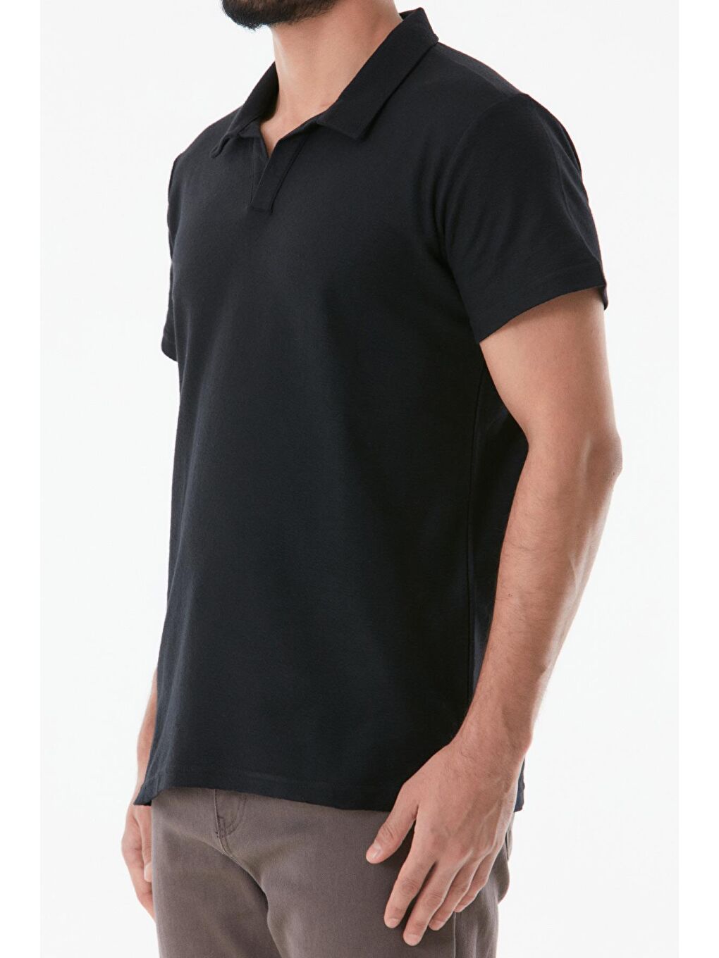 Siyah Basic Polo Yaka Tişört-4