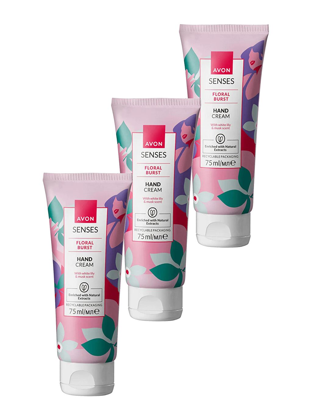 AVON Renksiz Senses Floral Burst Zambak ve Misk Kokulu El Kremi 75 Ml. Üçlü Set