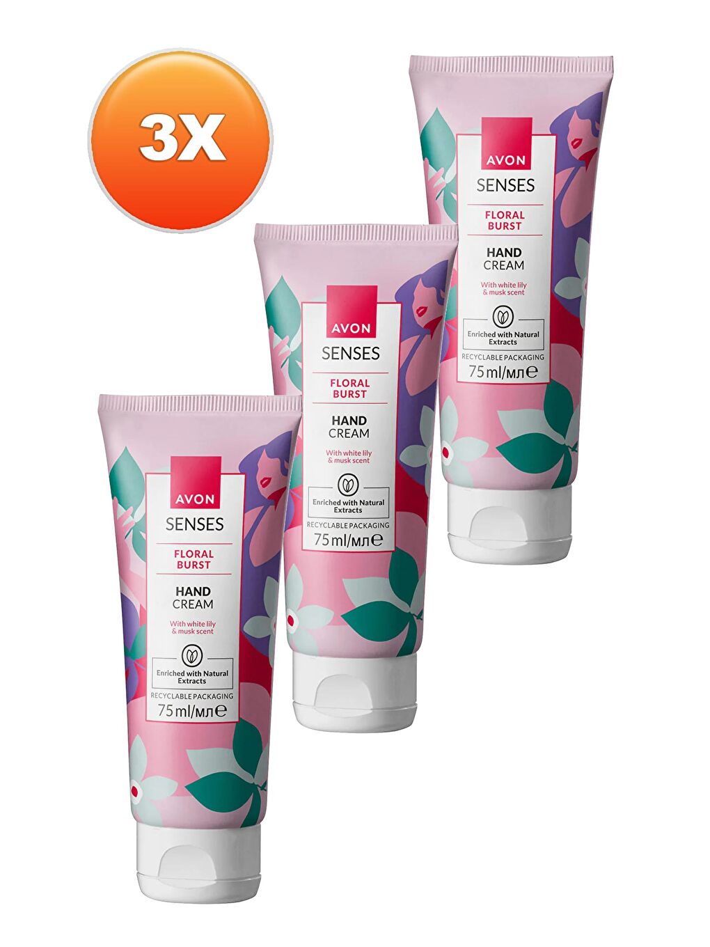 AVON Renksiz Senses Floral Burst Zambak ve Misk Kokulu El Kremi 75 Ml. Üçlü Set - 1