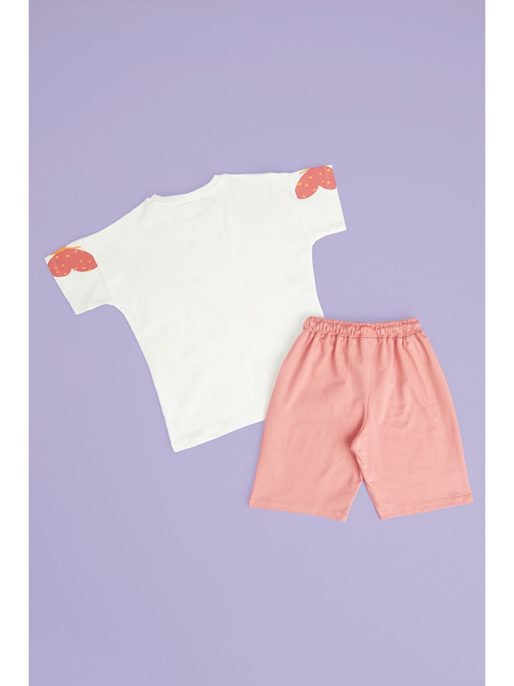 Pembe Kelebek Baskılı Kız Çocuk 2 Li Takım-1