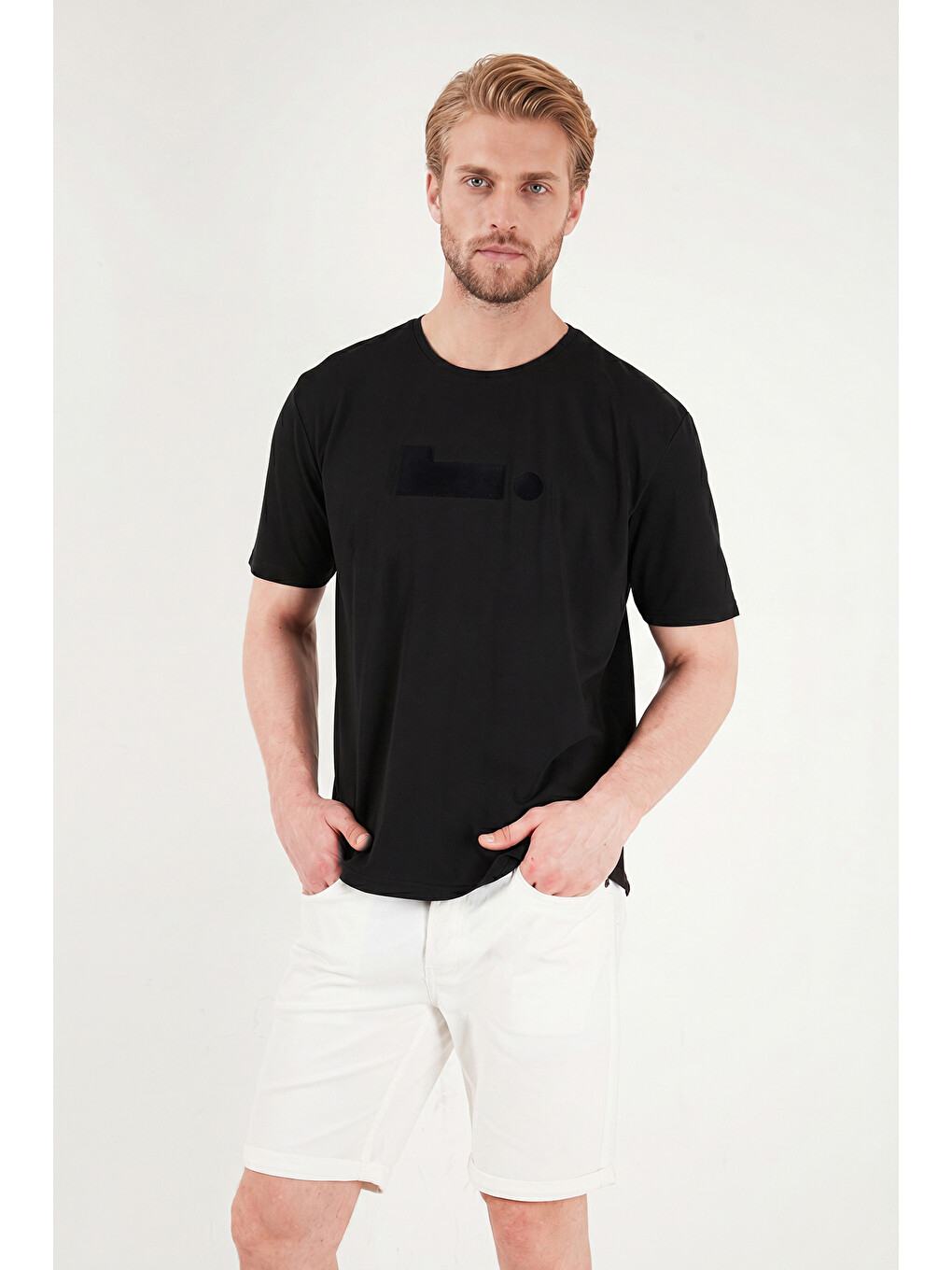 Siyah Pamuklu Regular Fit Baskılı Bisiklet Yaka T Shirt 5904061-3
