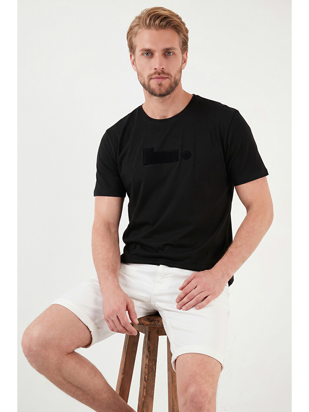 Siyah Pamuklu Regular Fit Baskılı Bisiklet Yaka T Shirt 5904061-5