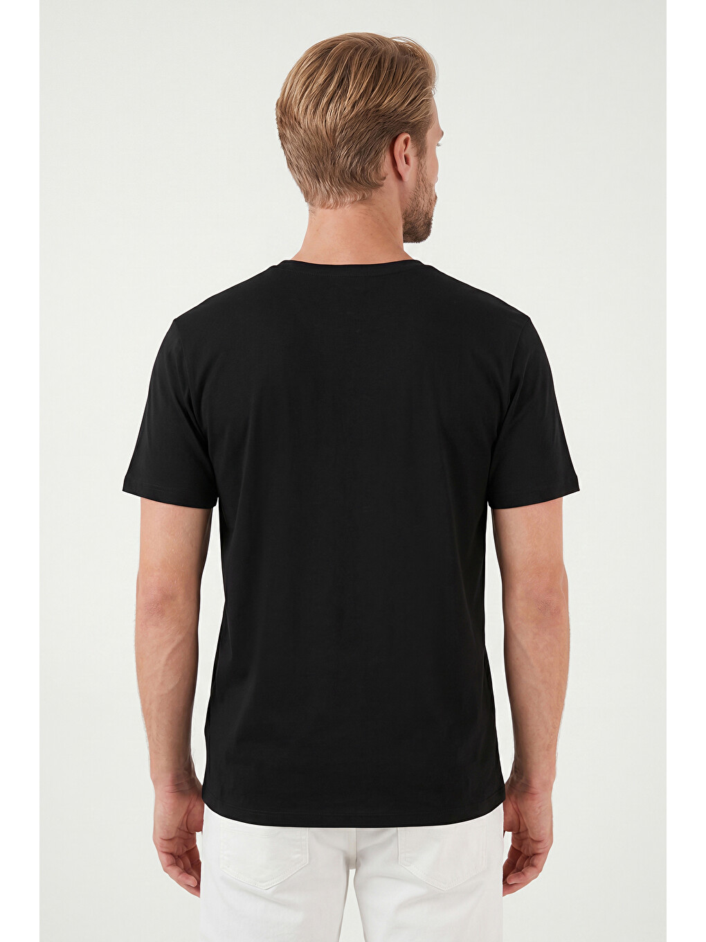 Siyah Pamuklu Regular Fit Baskılı Bisiklet Yaka T Shirt 5904061-6