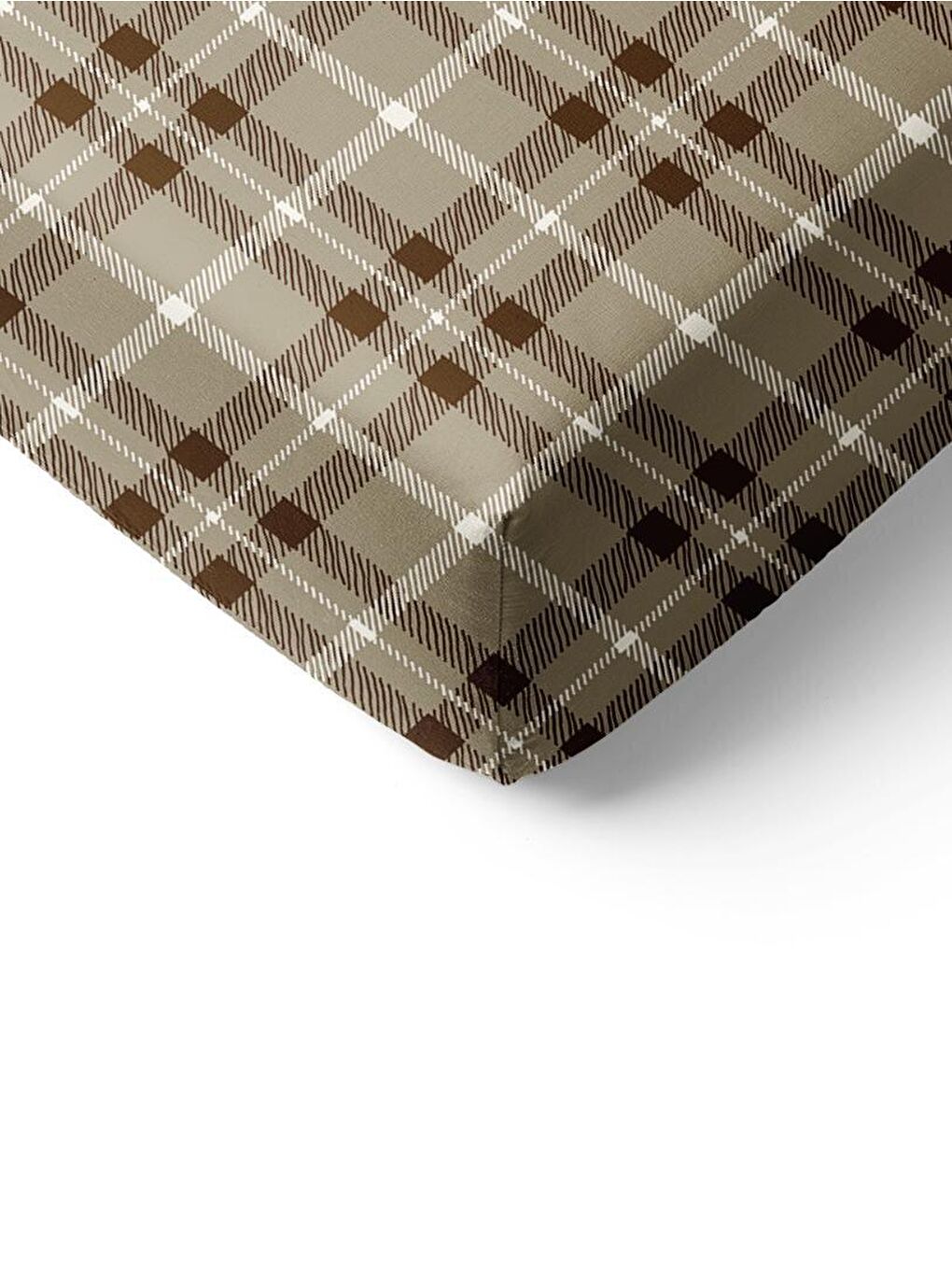 Karışık Ekose Desenli Baskılı Tek Kişilik Lastikli Çarşaf Seti-1