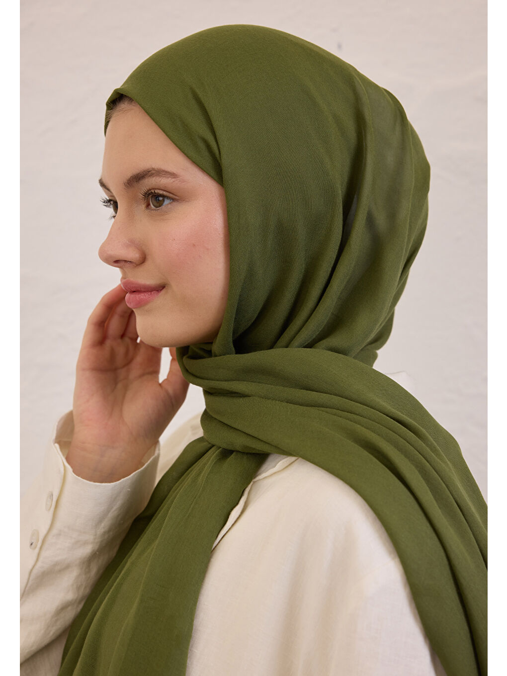 Yeşil Soft Viskon Şal Yaprak-1