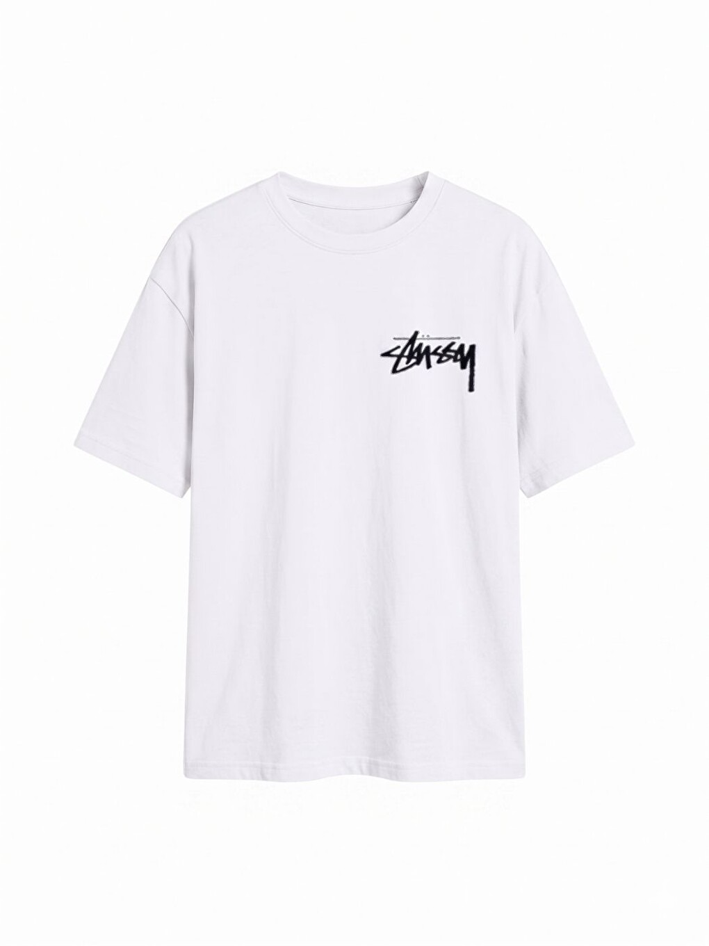 Beyaz Camsey Organik Pamuk Dokulu Comfort Fit Bisiklet Yakalı Tişört-1