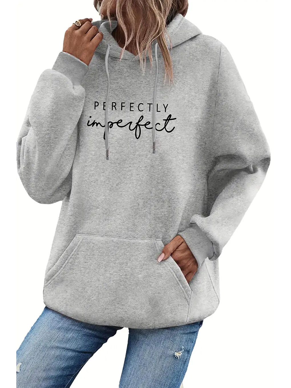 uyguntarz Gri Perfectly Baskılı Oversize Sweatshirt