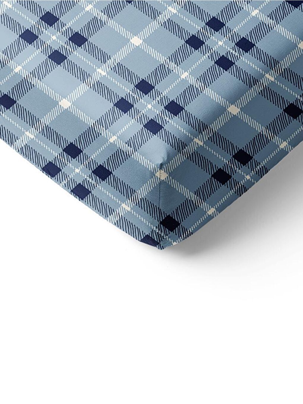 Karışık Ekose Desenli Baskılı Tek Kişilik Lastikli Çarşaf Seti-1