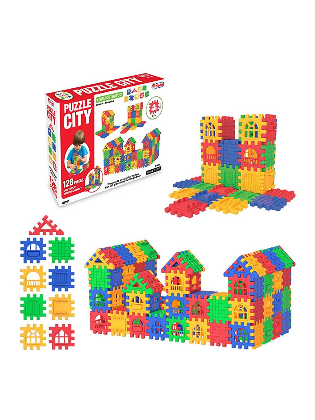 DEDE OYUNCAK Karışık Puzzle City 128 Parça