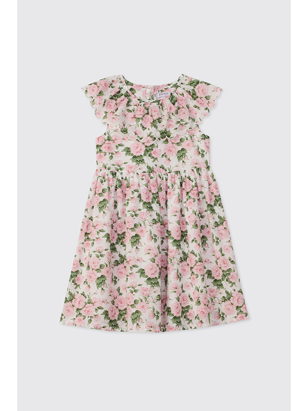 Pembe Liberty Kumaş Kız Bebek Gül Desenli Elbise