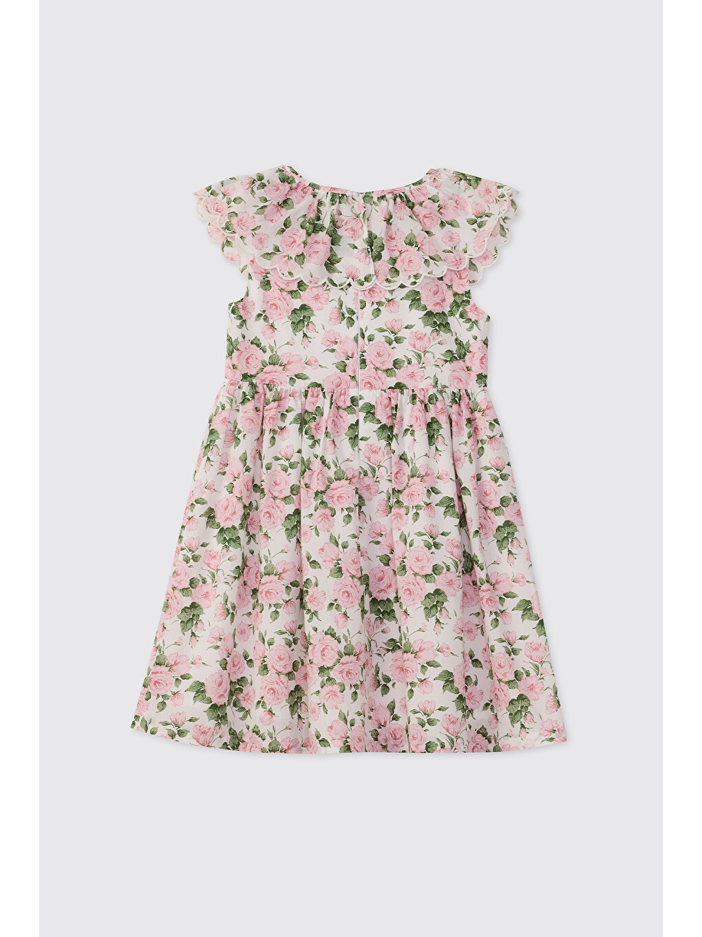 Pembe Liberty Kumaş Kız Bebek Gül Desenli Elbise-1