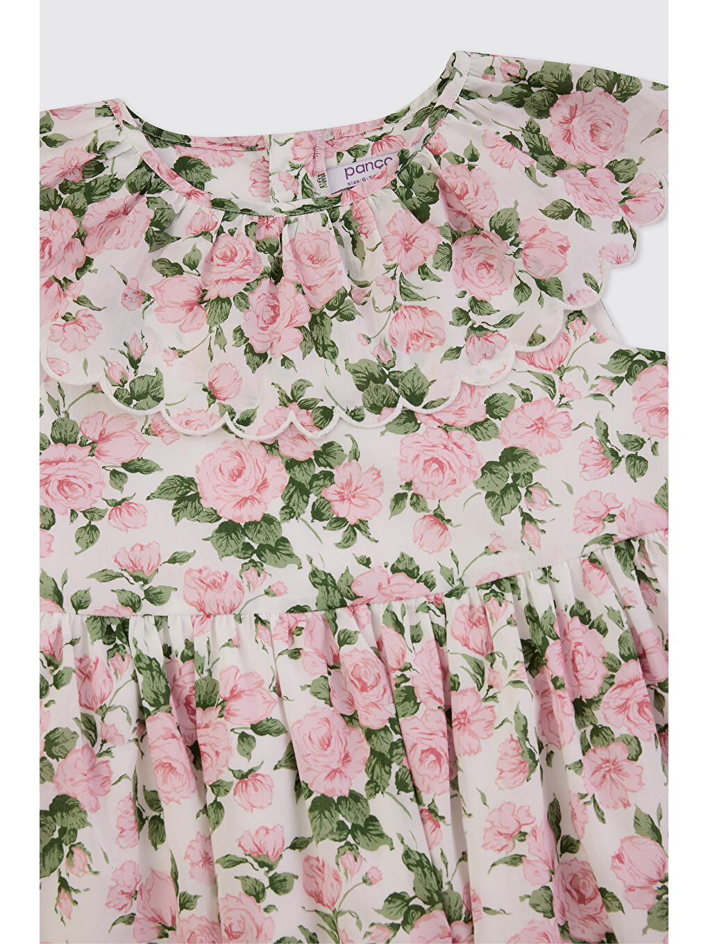 Pembe Liberty Kumaş Kız Bebek Gül Desenli Elbise-2