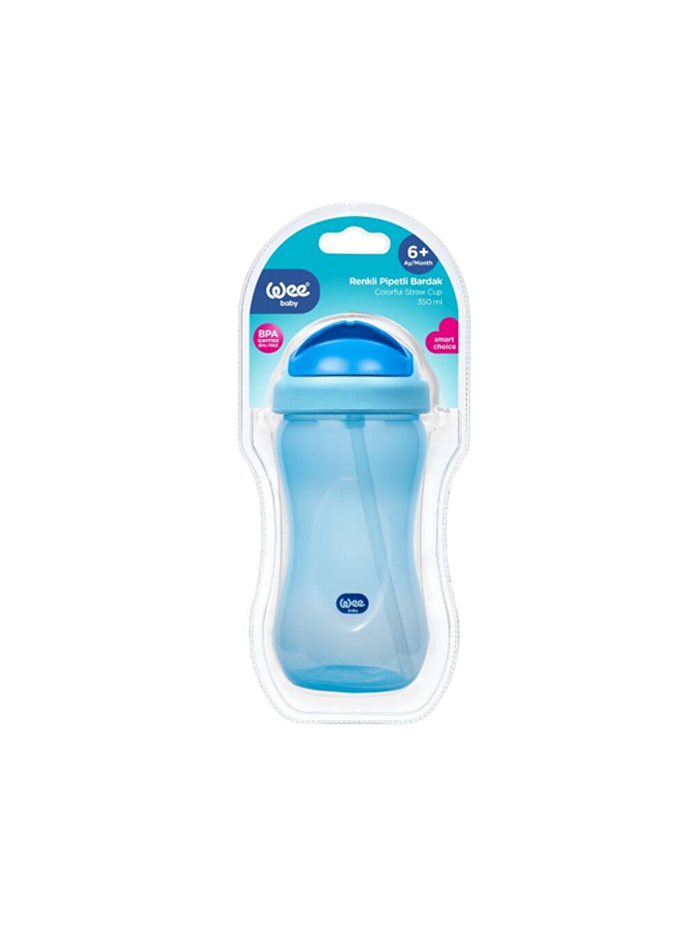 WEE BABY Beyaz-Renklibaskı Renkli Pipetli Bardak 340 ml - 2