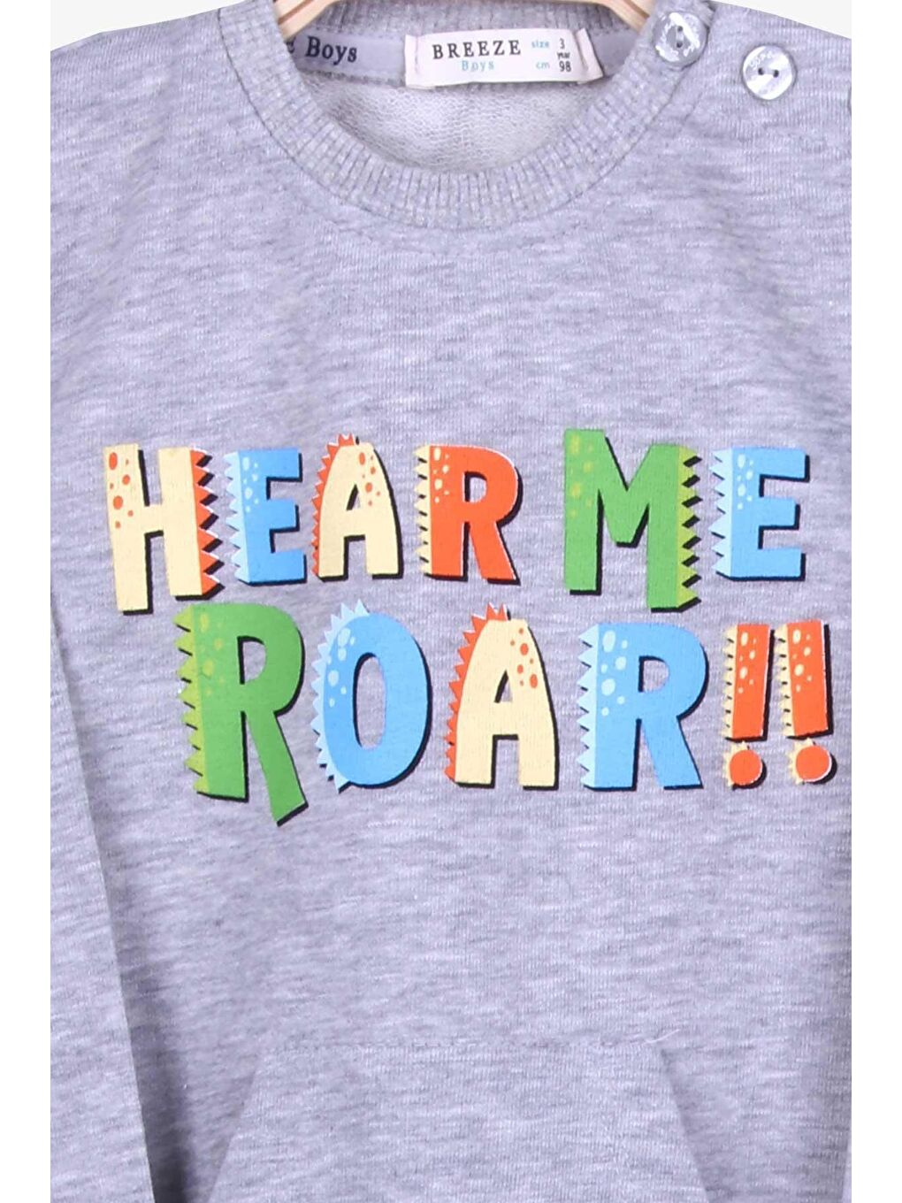 Erkek Çocuk Eşofman Takımı Renkli Slogan Baskılı Açık Gri (1-4 Yaş)-2