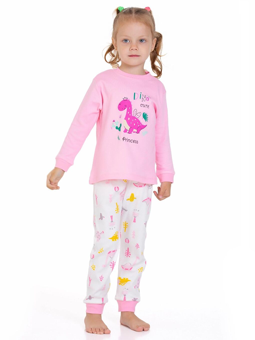 Myhanne Pembe Dinozor Desenli Pamuklu Pijama Takım 54325 - 1