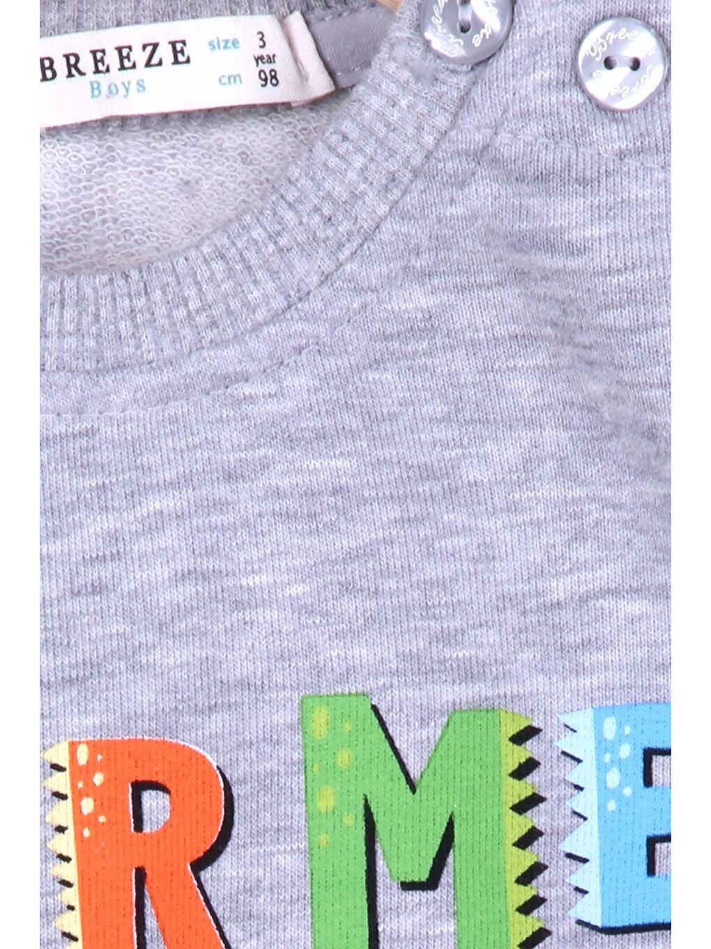 Erkek Çocuk Eşofman Takımı Renkli Slogan Baskılı Açık Gri (1-4 Yaş)-3