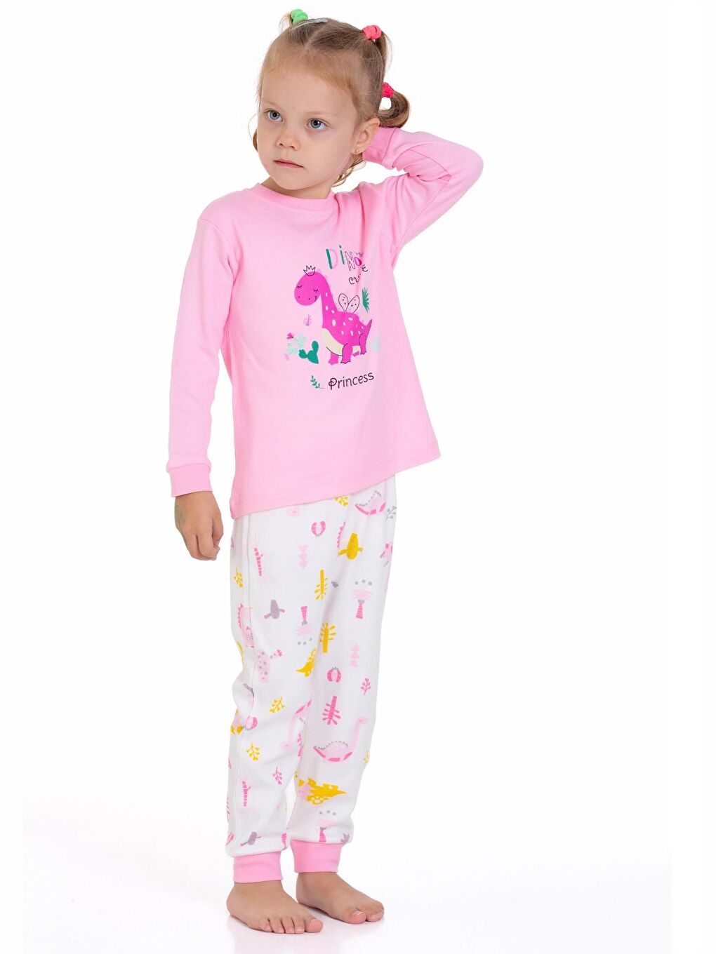 Myhanne Pembe Dinozor Desenli Pamuklu Pijama Takım 54325 - 2