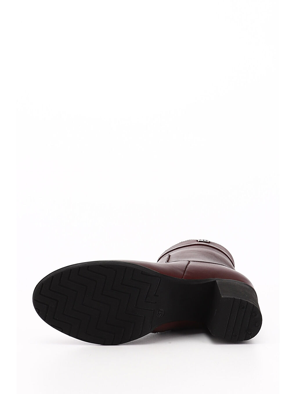 Bordo Kadın AÇIK BORDO Fermuarlı Kalın Topuklu Hakiki Deri Bot-3