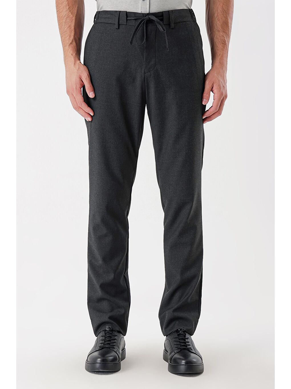 Koyu Antrasit Esnek Yandan Cepli Casual Slim Fit  Erkek Pantolon 1003235121
