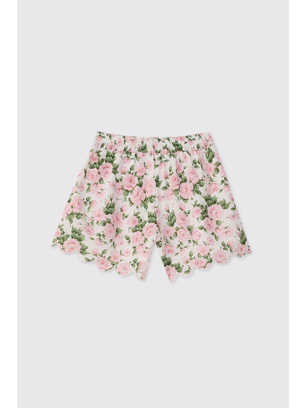 Pembe Liberty Kumaş Kız Bebek Gül Desenli Şort-1