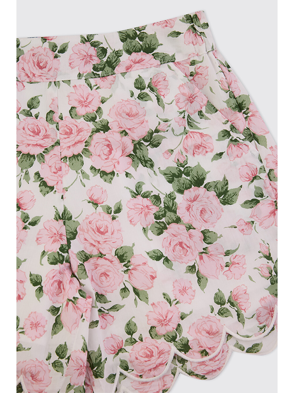 Pembe Liberty Kumaş Kız Bebek Gül Desenli Şort-2
