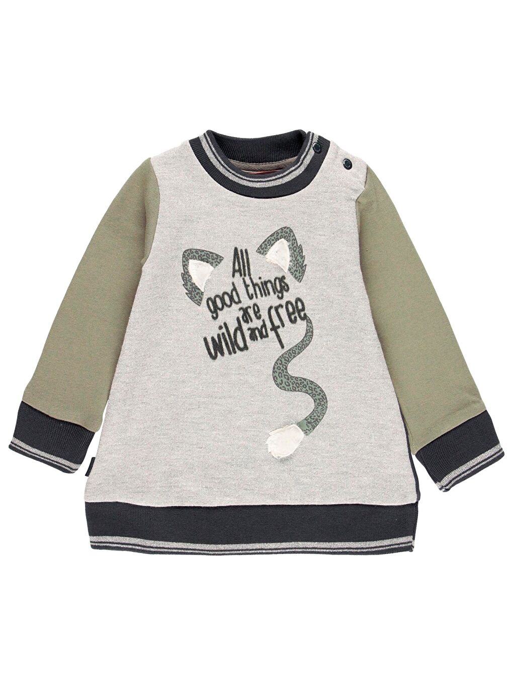 Kız Çocuk Baskılı Elbise Gri