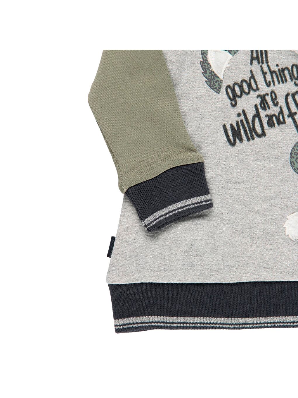 Kız Çocuk Baskılı Elbise Gri-3