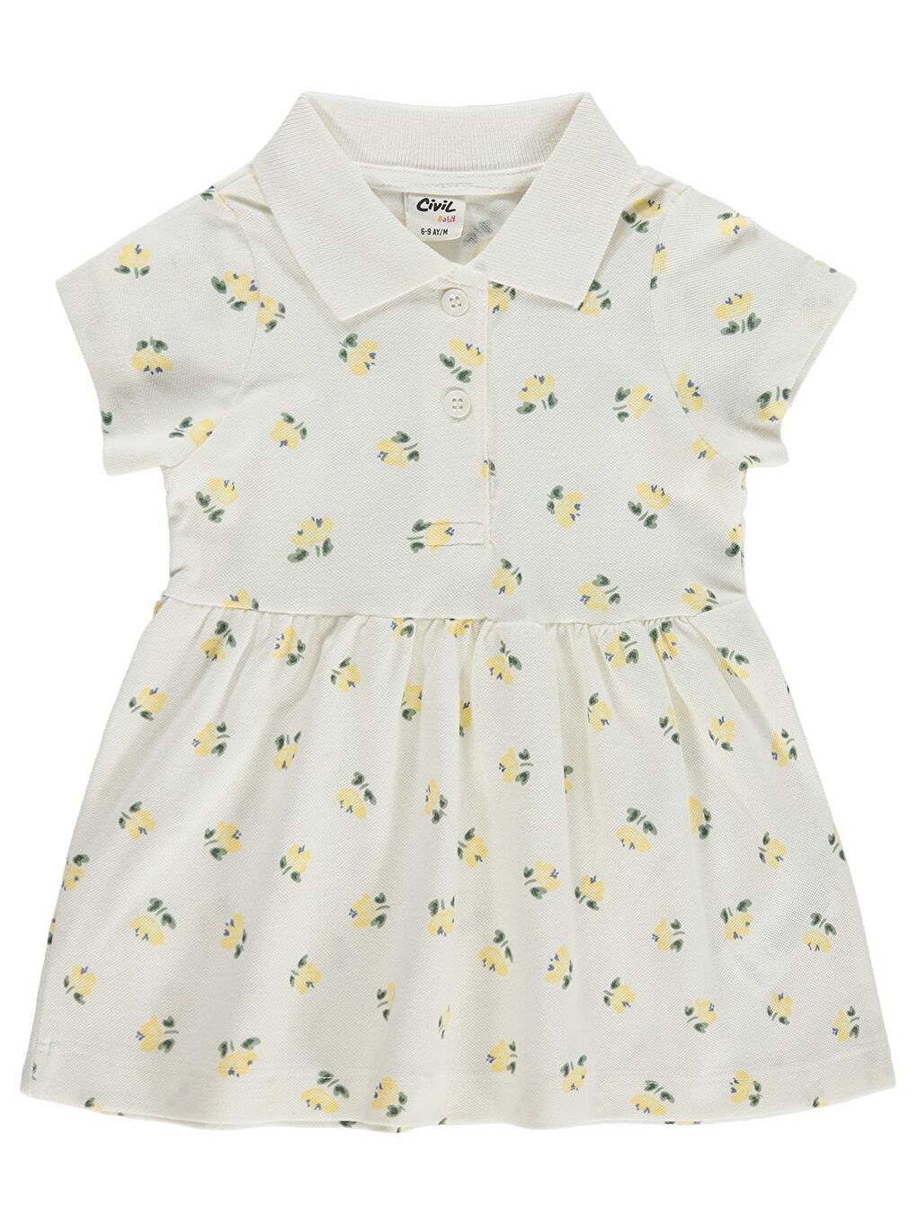Baby Çiçek Empirme 6-18 Ay Elbise - Ekru