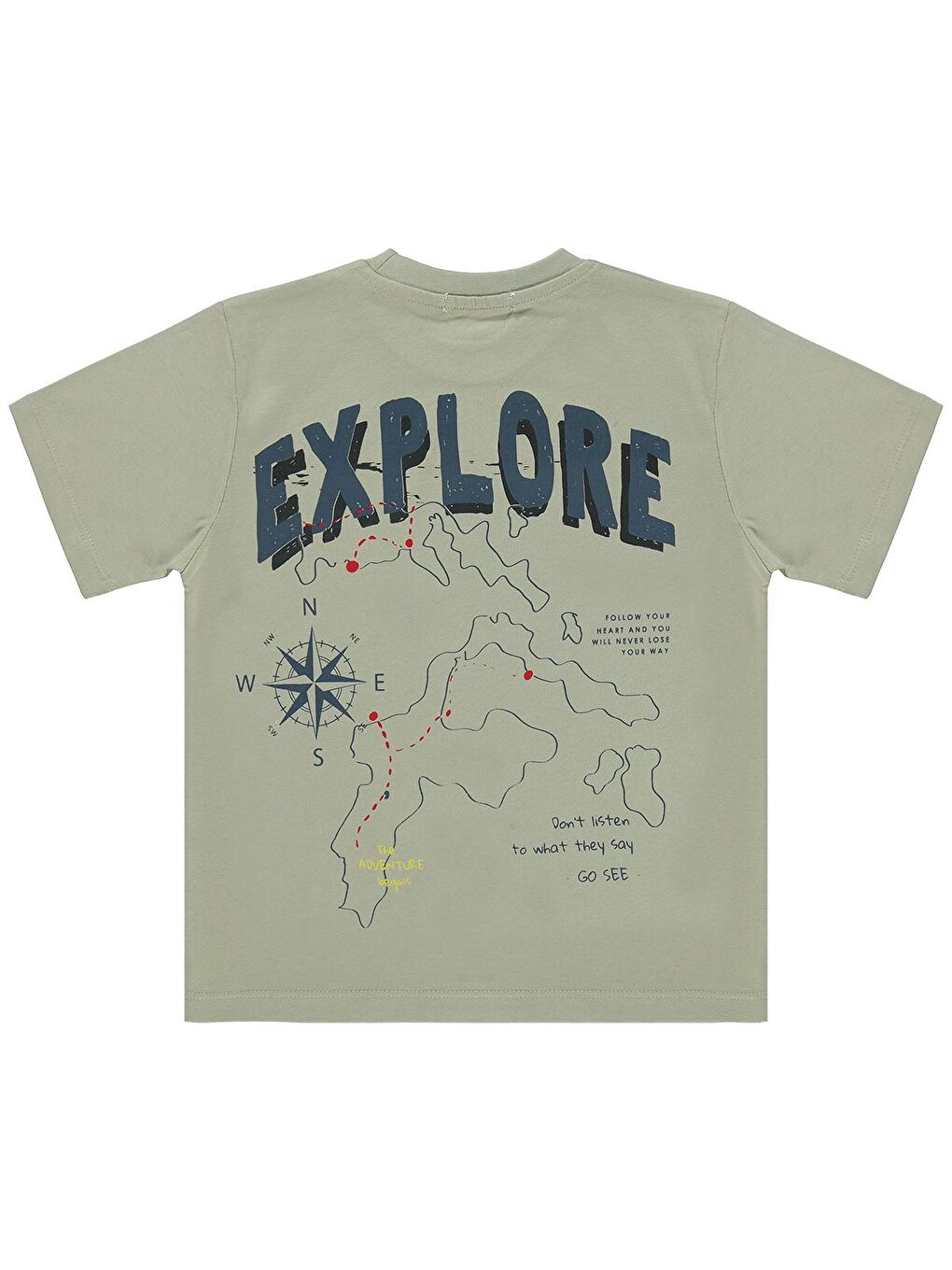 Boys Explore Baskılı 6-9 Yaş Tişört - Gri-1