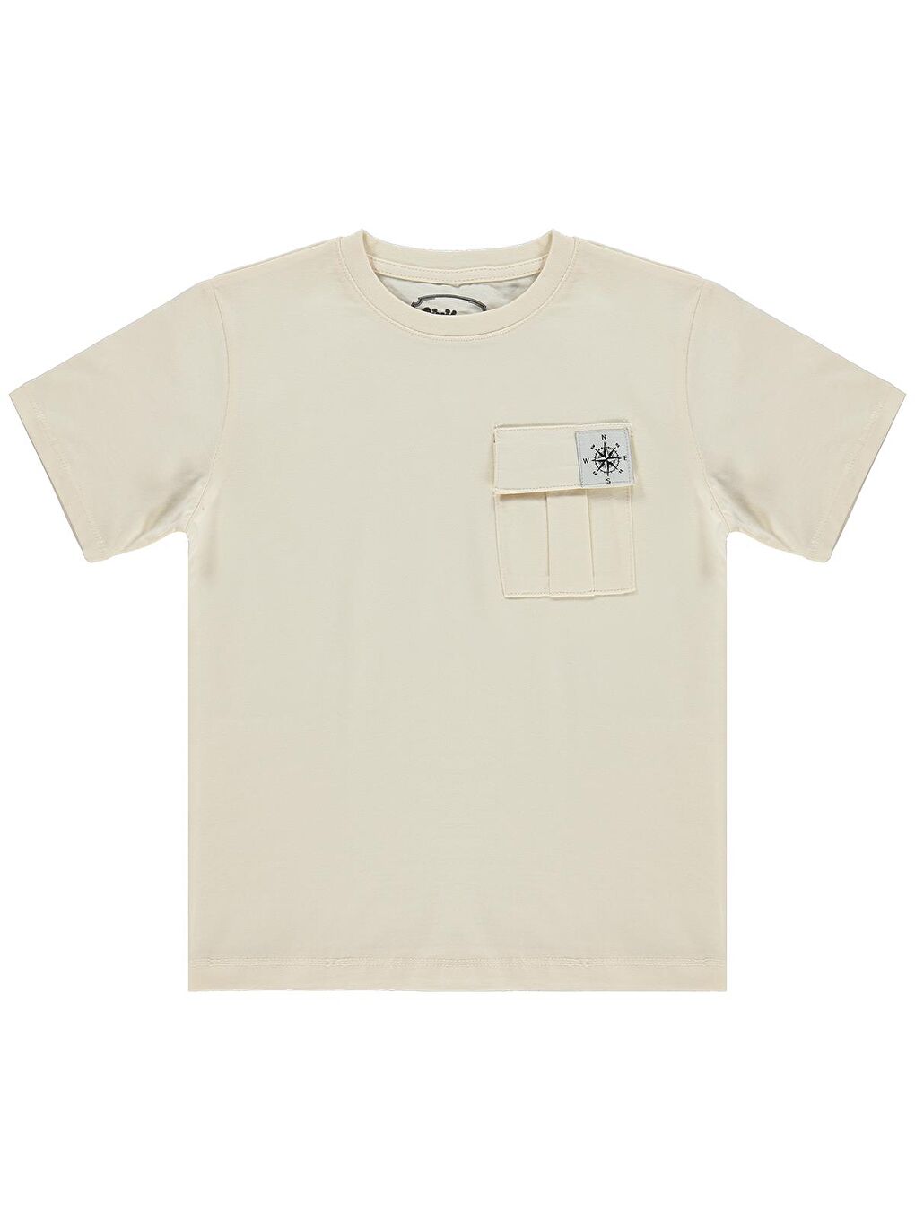 Bej Boys Önü Cepli 6-9 Yaş Tişört - Fil Dişi