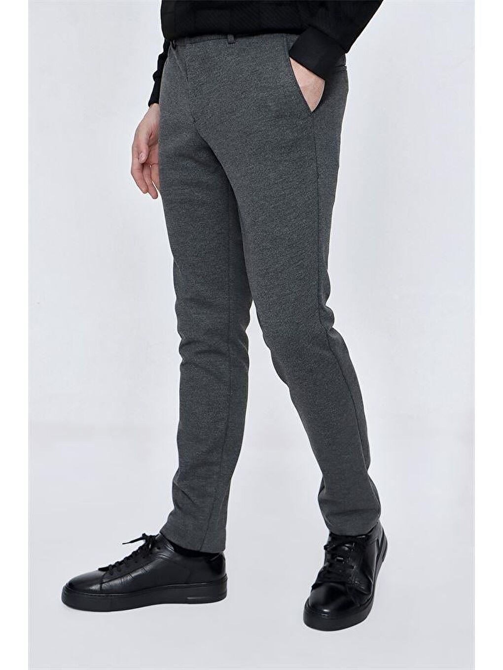 Gri Füme Esnek Lastikli Yandan Cepli Casual Slim Fit Erkek Pantolon 1003225174