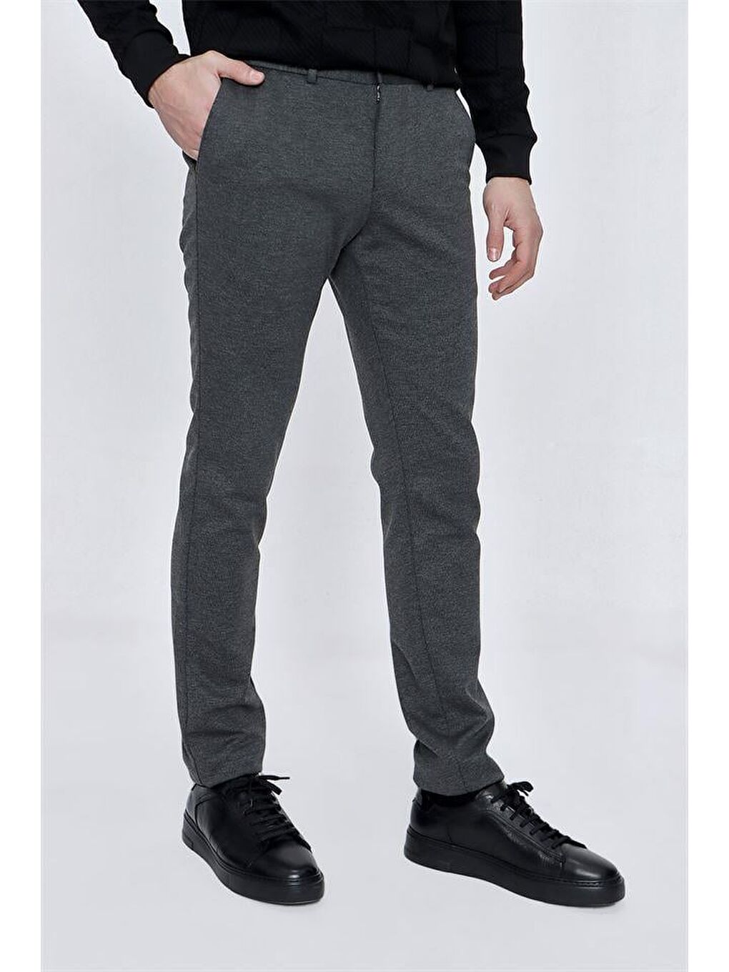 Gri Füme Esnek Lastikli Yandan Cepli Casual Slim Fit Erkek Pantolon 1003225174-3