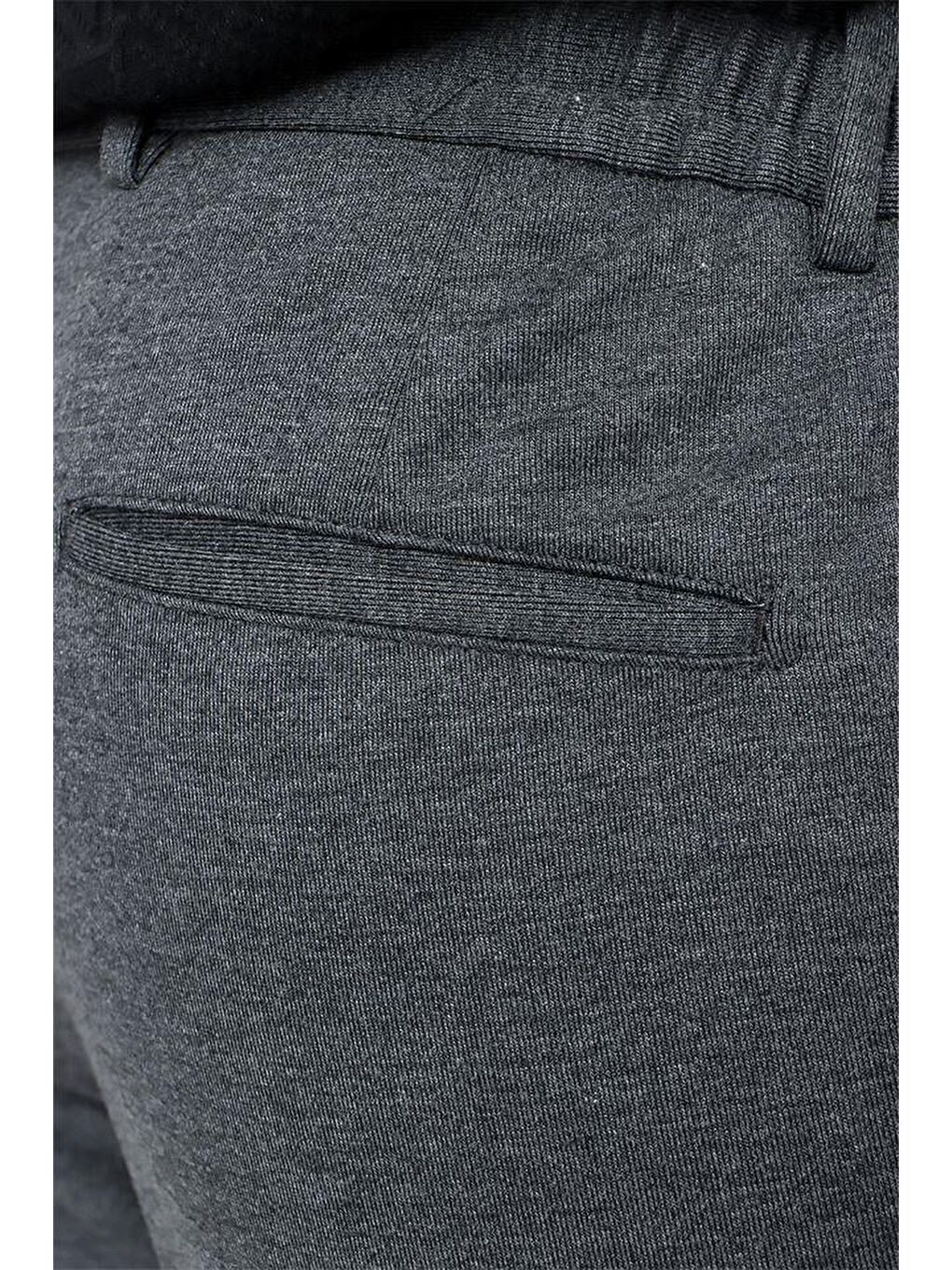 Gri Füme Esnek Lastikli Yandan Cepli Casual Slim Fit Erkek Pantolon 1003225174-4