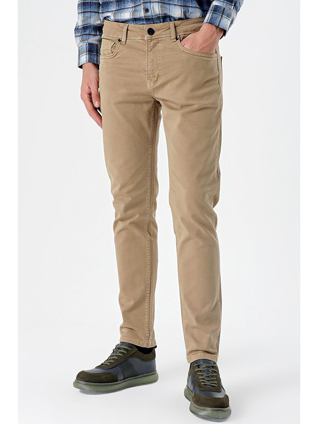 Koyu Bej Pamuklu 5 Cep Casual Slim Fit 5 Cep Pantolon 1003235317