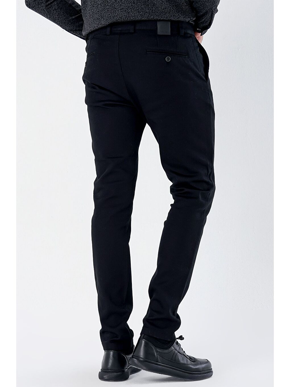 Siyah Pamuklu Yandan Cepli Casual Slim Fit Chino Pantolon 1003235120-4