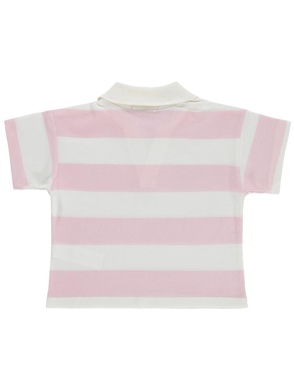 Pembe Girls Çizgili Polo Yaka 2-5 Yaş Tişört - Pudra-1