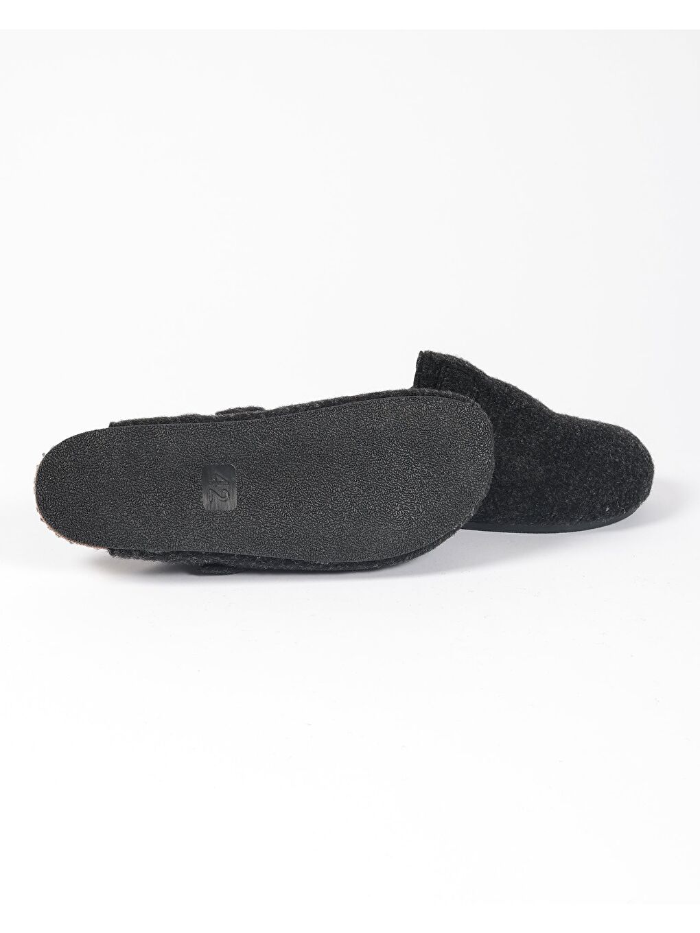 Erkek Antrasit Keçe Pelüş Astarlı Kışlık Ev İçi Terlik - Fenti-A-2