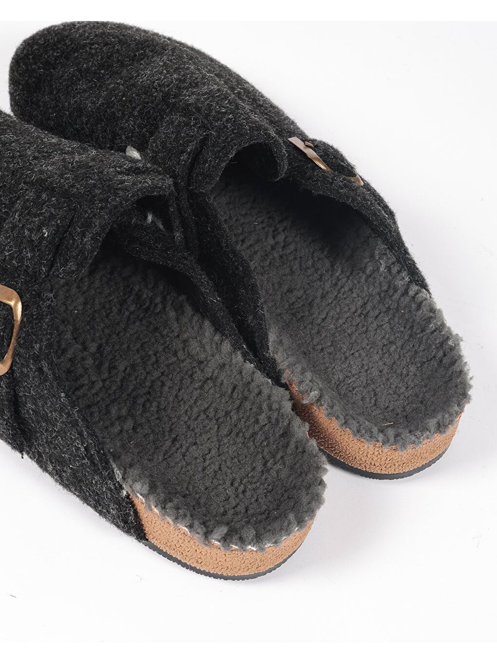 Erkek Antrasit Keçe Pelüş Astarlı Kışlık Ev İçi Terlik - Fenti-A-4