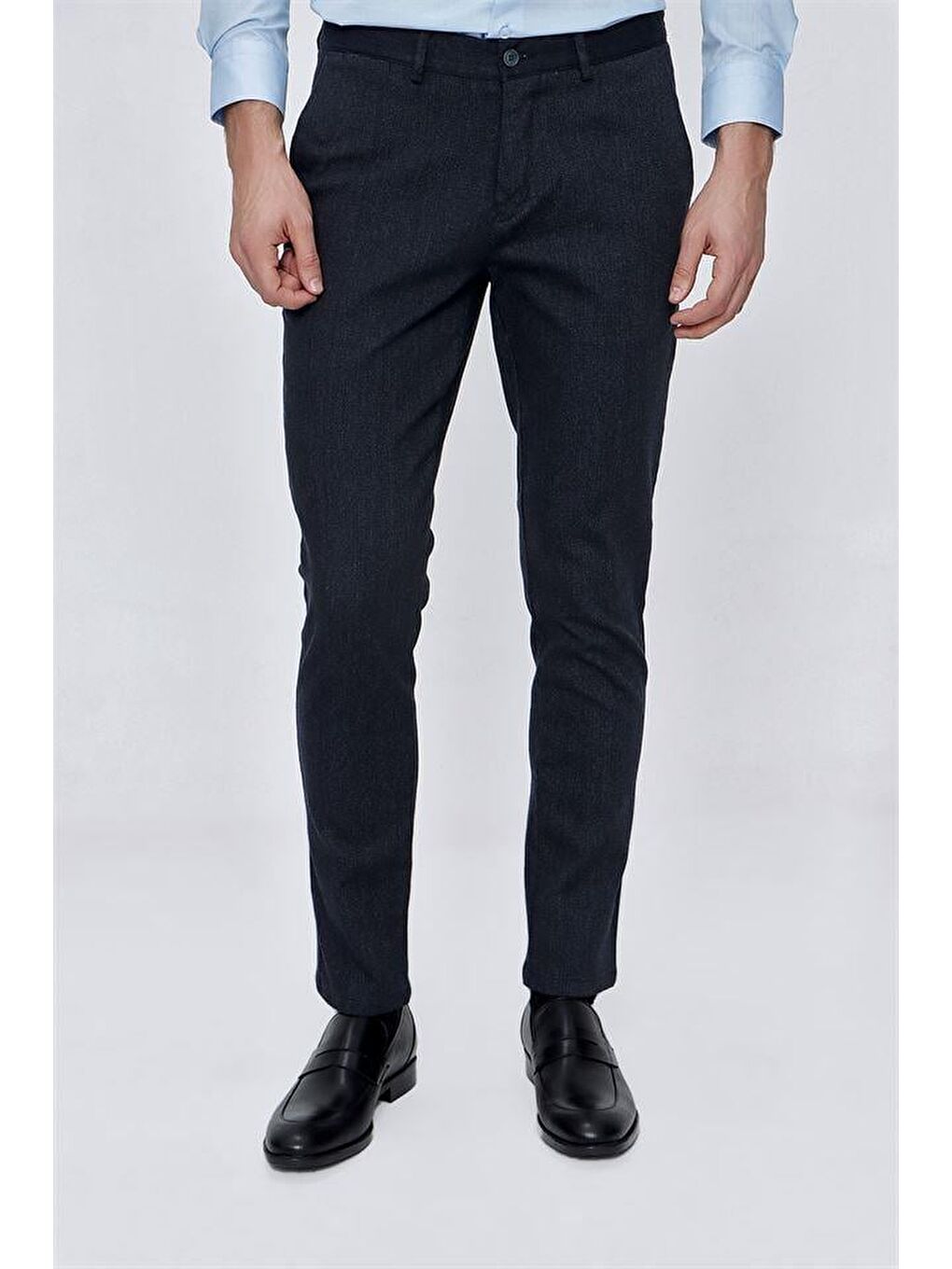 Koyu Lacivert Pamuklu Yandan Cepli Casual Slim Fit Erkek Pantolon 1003225173