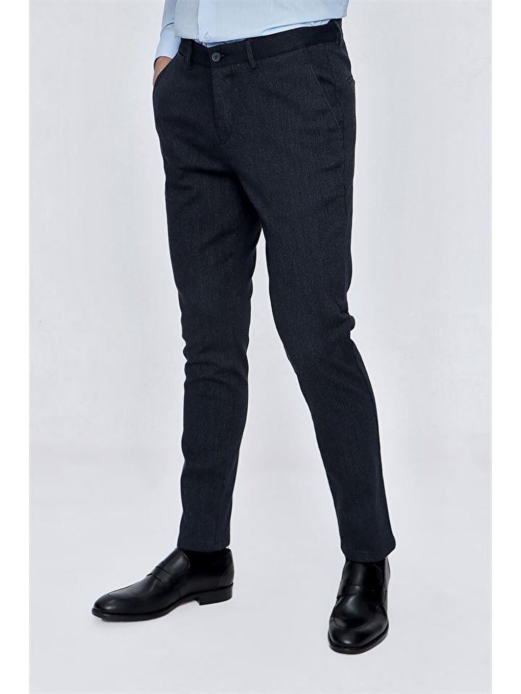 Koyu Lacivert Pamuklu Yandan Cepli Casual Slim Fit Erkek Pantolon 1003225173-2