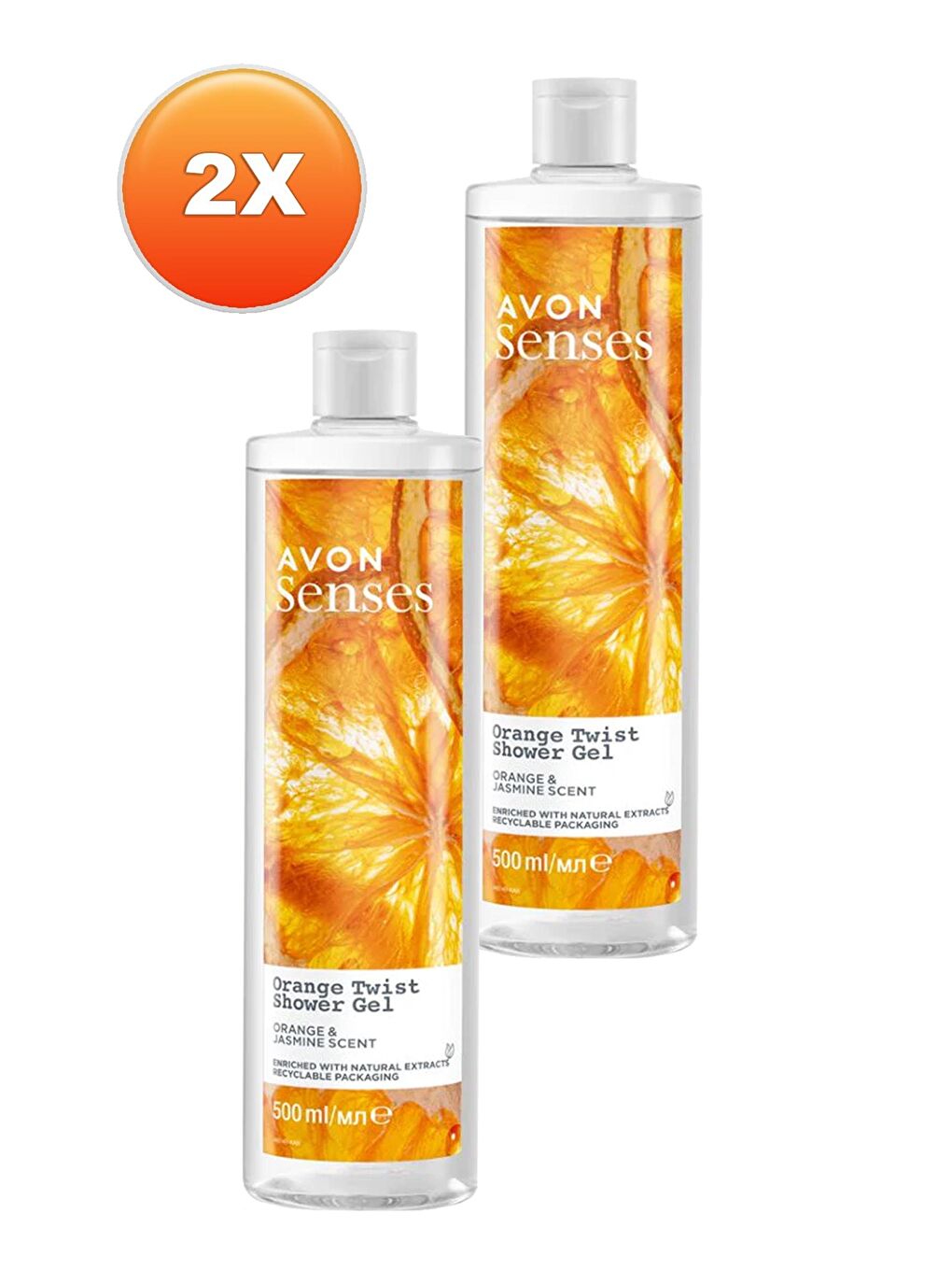 AVON Renksiz Senses Orange Twist Portakal ve Yasemin Kokulu Duş Jeli 500 Ml. İkili Set - 1