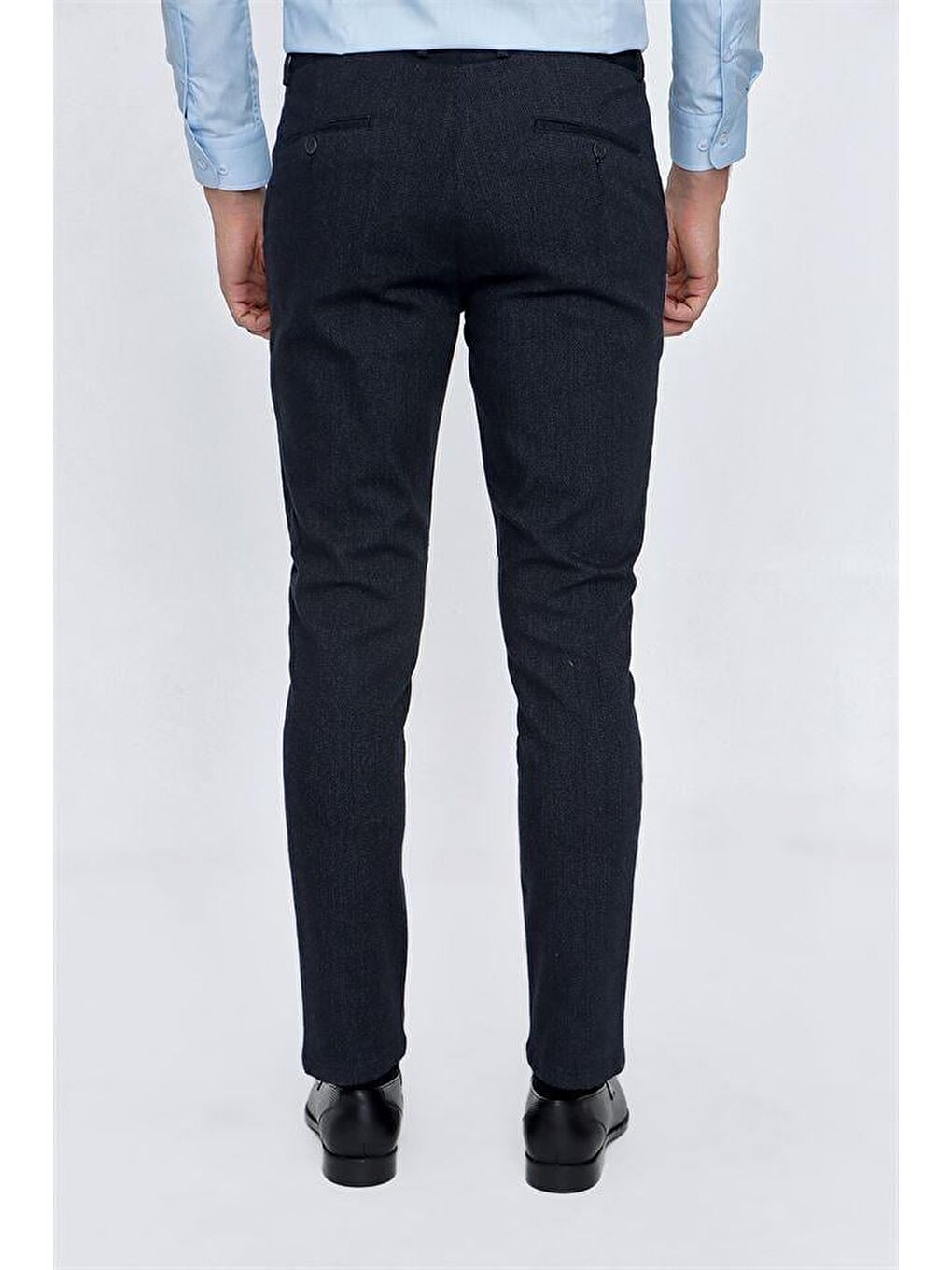 Koyu Lacivert Pamuklu Yandan Cepli Casual Slim Fit Erkek Pantolon 1003225173-3