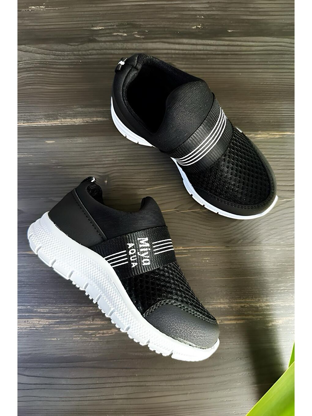 Siyah Layana Fileli Rahat Taban Unisex Bebek Çocuk Spor Ayakkabı-1