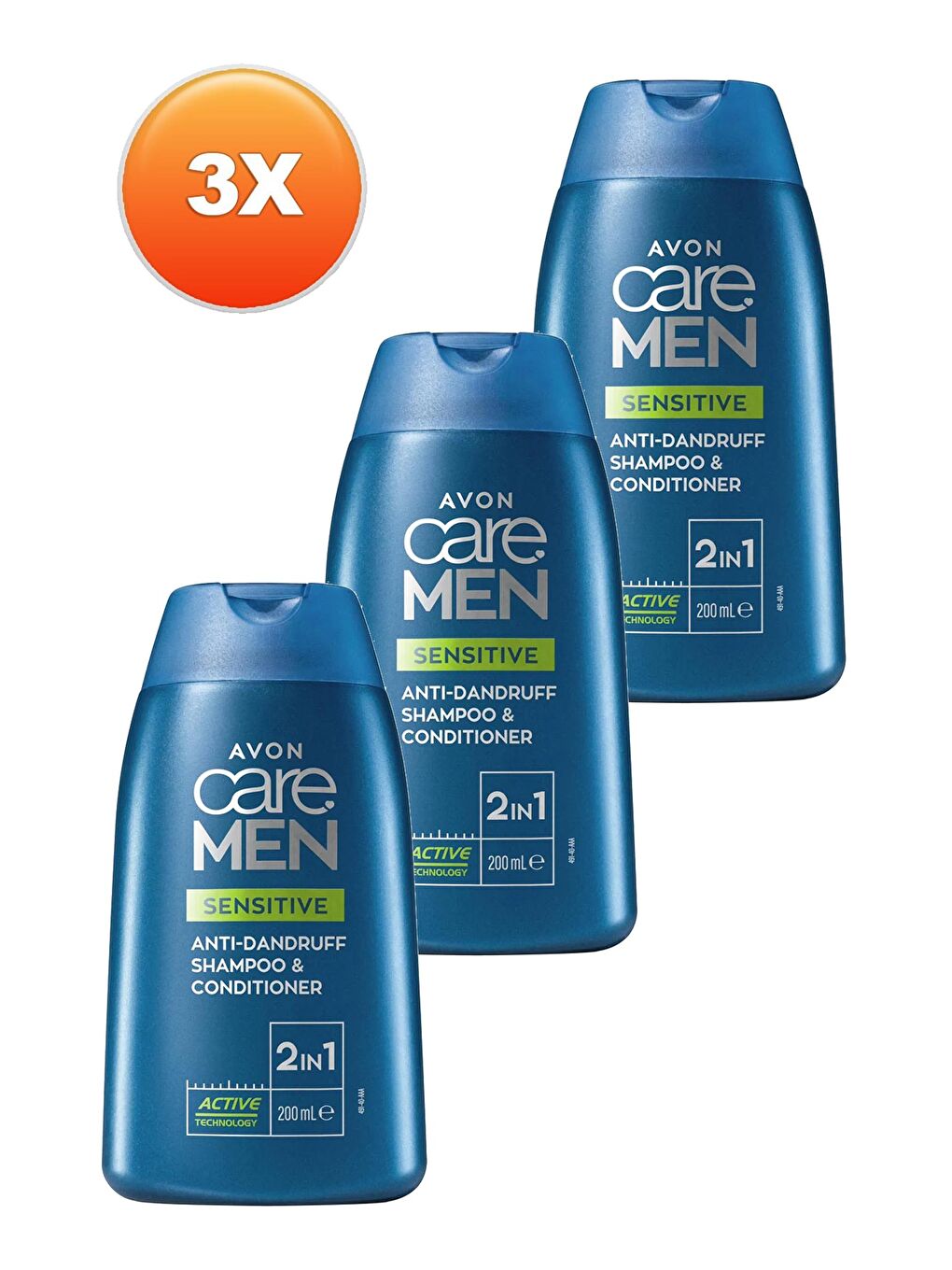 AVON Care Men Sensitive 2'si 1 Arada Kepek Önleyici Şampuan ve Saç Kremi 200 Ml. Üçlü Set - 1