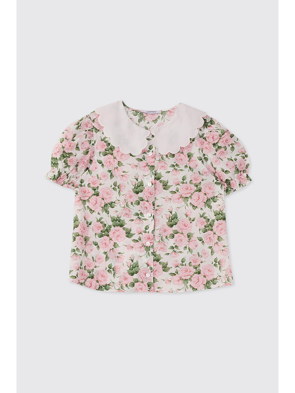 Liberty Kumaş Kız Bebek Bebe Yaka Pembe Gömlek