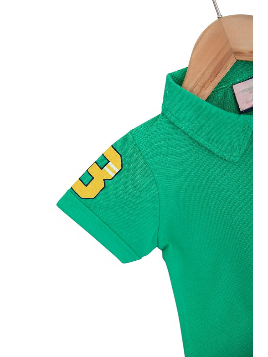 Yeşil Erkek Bebek Yazlık Polo Yakalı Yumuşak Jean Şortlu Takım-2